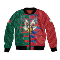 Custom Mexico And Korean Football Bomber Jacket Split Flag Golden Trophy Grunge