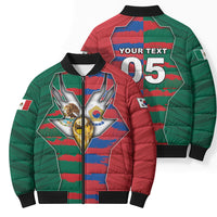 Custom Mexico And Korean Football Bomber Puffer Jacket Split Flag Golden Trophy Grunge