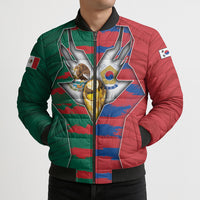 Custom Mexico And Korean Football Bomber Puffer Jacket Split Flag Golden Trophy Grunge