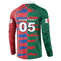 Custom Mexico And Korean Football Button Sweatshirt Split Flag Golden Trophy Grunge