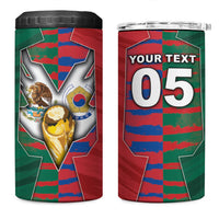 Custom Mexico And Korean Football 4 in 1 Can Cooler Tumbler Split Flag Golden Trophy Grunge