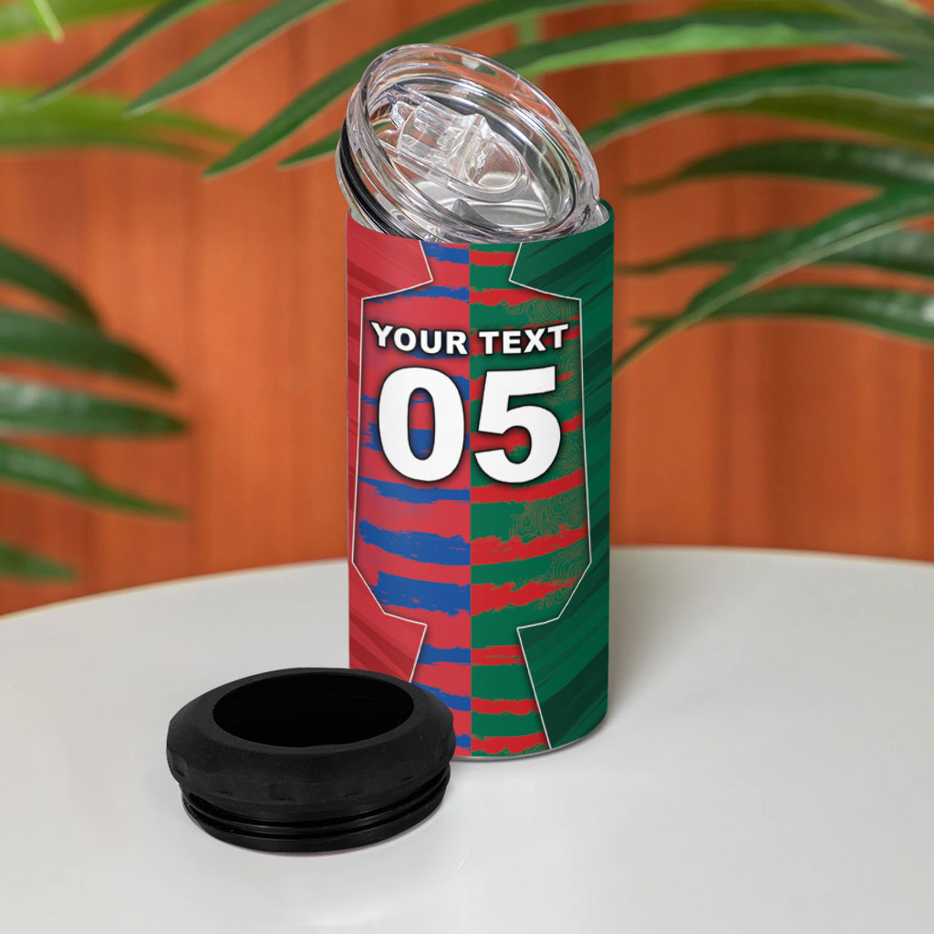 Custom Mexico And Korean Football 4 in 1 Can Cooler Tumbler Split Flag Golden Trophy Grunge