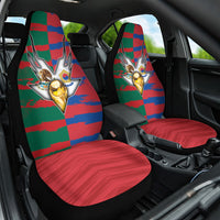 Mexico And Korean Football Car Seat Cover Split Flag Golden Trophy Grunge