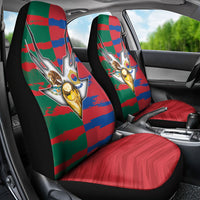 Mexico And Korean Football Car Seat Cover Split Flag Golden Trophy Grunge