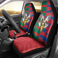 Mexico And Korean Football Car Seat Cover Split Flag Golden Trophy Grunge