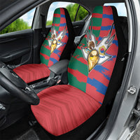 Mexico And Korean Football Car Seat Cover Split Flag Golden Trophy Grunge