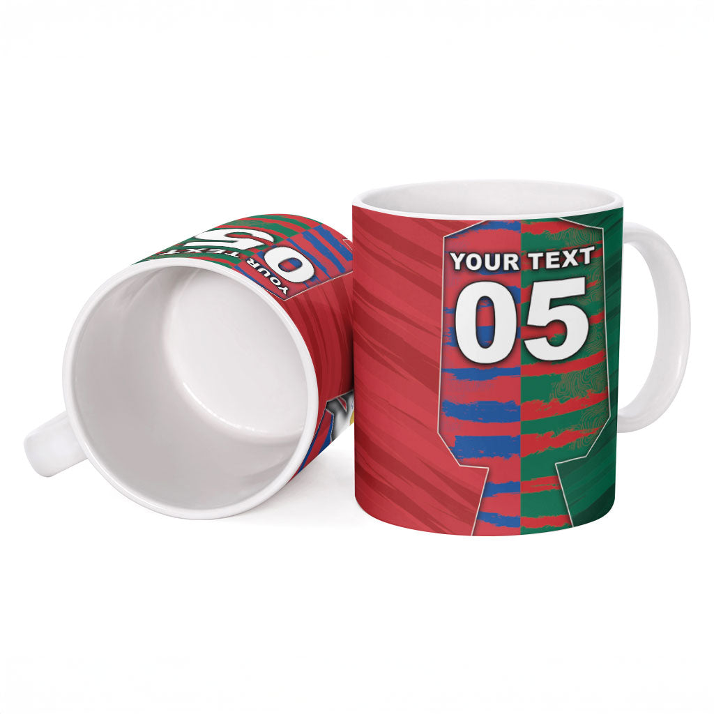 Custom Mexico And Korean Football Ceramic Mug Split Flag Golden Trophy Grunge
