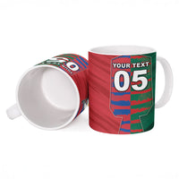 Custom Mexico And Korean Football Ceramic Mug Split Flag Golden Trophy Grunge