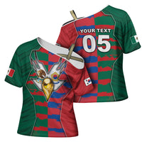 Custom Mexico And Korean Football Cross Shoulder Shirt Split Flag Golden Trophy Grunge