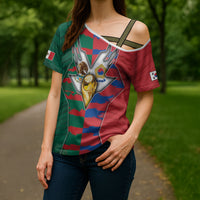 Custom Mexico And Korean Football Cross Shoulder Shirt Split Flag Golden Trophy Grunge