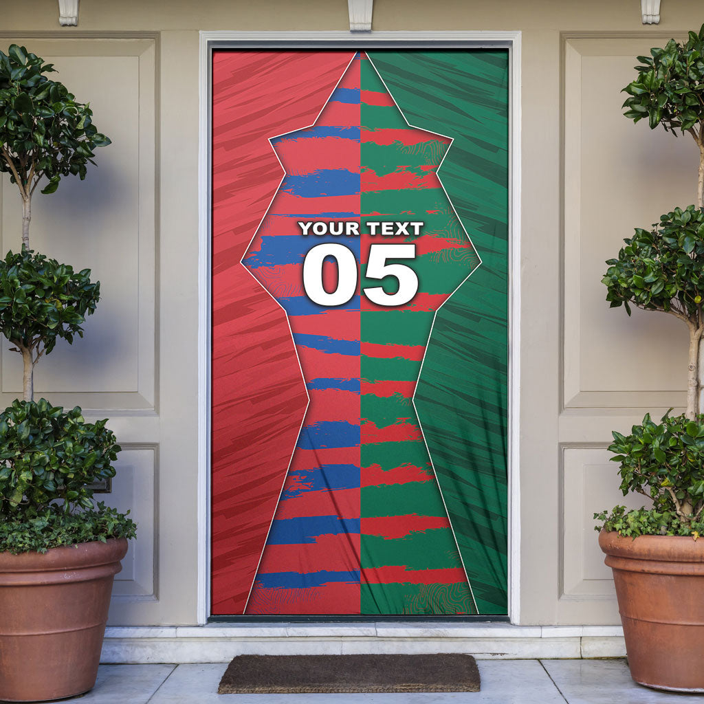 Custom Mexico And Korean Football Door Cover Split Flag Golden Trophy Grunge