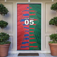 Custom Mexico And Korean Football Door Cover Split Flag Golden Trophy Grunge