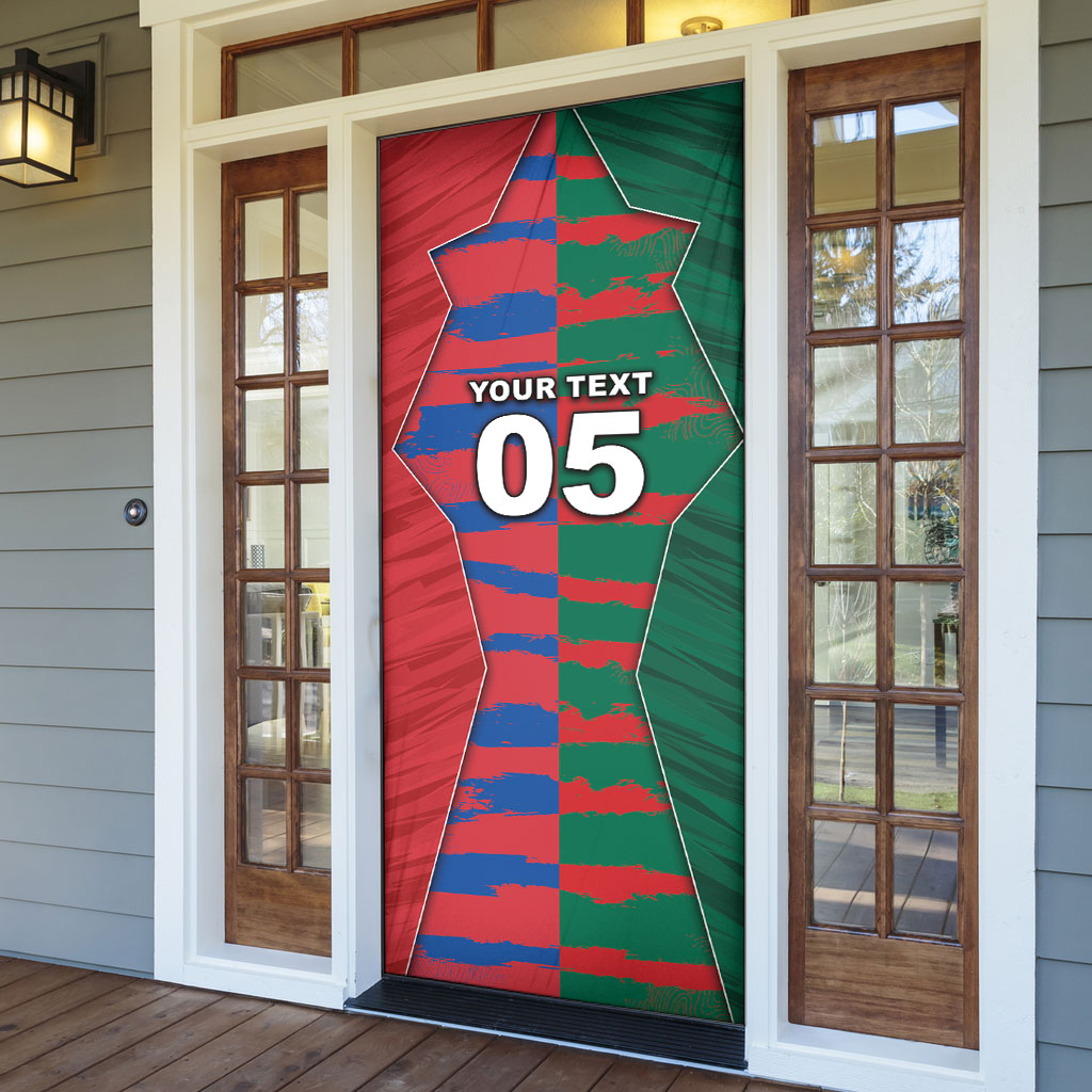 Custom Mexico And Korean Football Door Cover Split Flag Golden Trophy Grunge