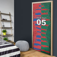 Custom Mexico And Korean Football Door Cover Split Flag Golden Trophy Grunge