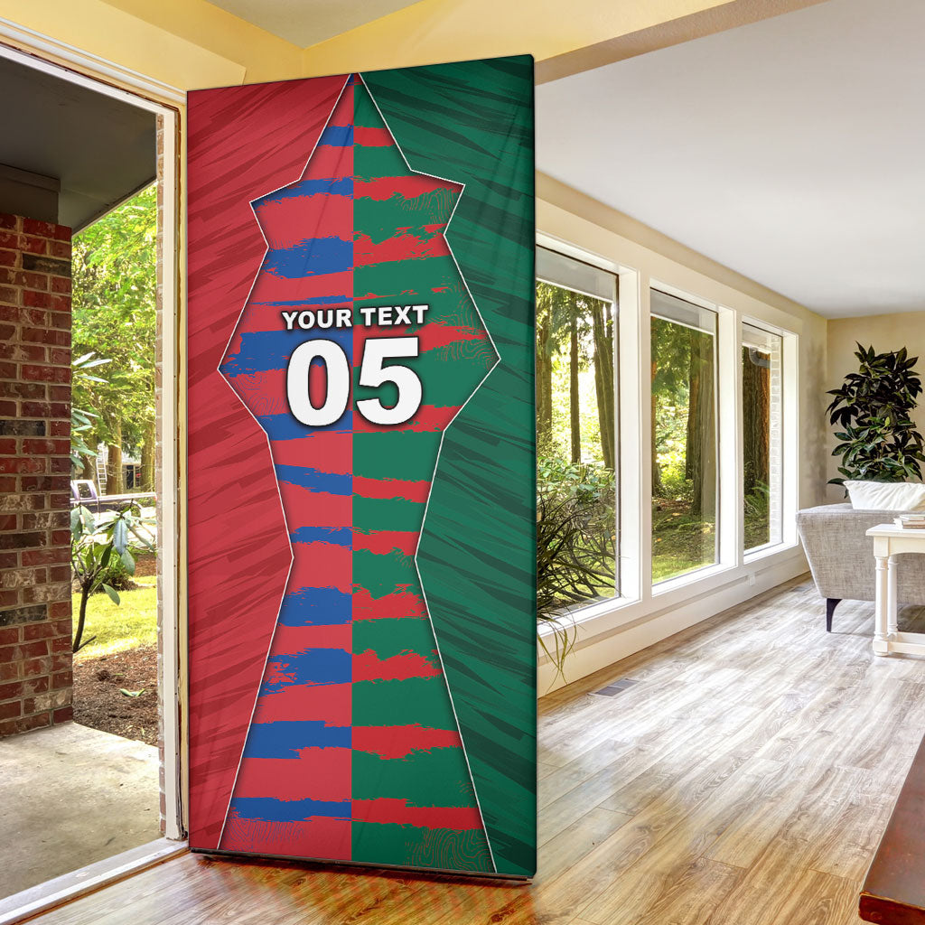 Custom Mexico And Korean Football Door Cover Split Flag Golden Trophy Grunge