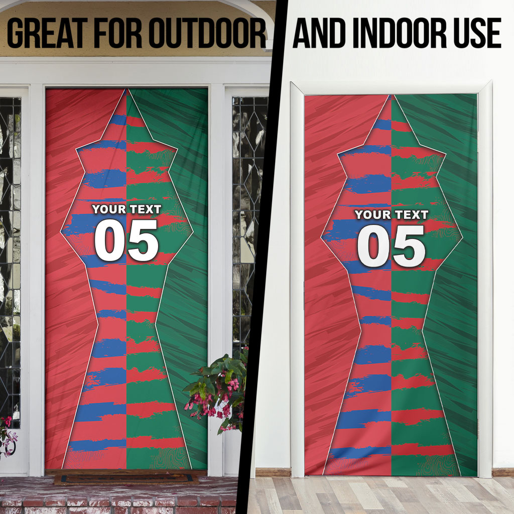Custom Mexico And Korean Football Door Cover Split Flag Golden Trophy Grunge