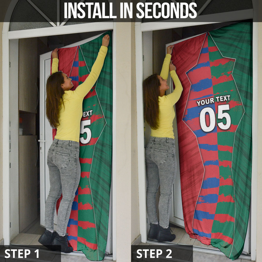 Custom Mexico And Korean Football Door Cover Split Flag Golden Trophy Grunge
