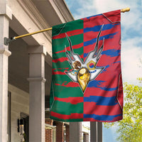 Mexico And Korean Football Garden Flag Split Flag Golden Trophy Grunge