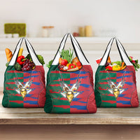 Mexico And Korean Football Grocery Bag Split Flag Golden Trophy Grunge