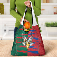 Mexico And Korean Football Grocery Bag Split Flag Golden Trophy Grunge