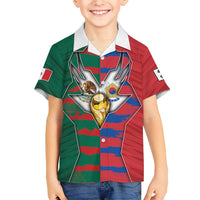 Custom Mexico And Korean Football Hawaiian Shirt Split Flag Golden Trophy Grunge