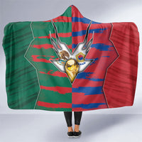 Mexico And Korean Football Hooded Blanket Split Flag Golden Trophy Grunge