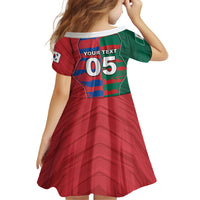 Custom Mexico And Korean Football Kid Short Sleeve Dress Split Flag Golden Trophy Grunge