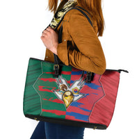 Mexico And Korean Football Leather Tote Bag Split Flag Golden Trophy Grunge