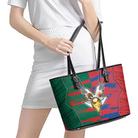 Mexico And Korean Football Leather Tote Bag Split Flag Golden Trophy Grunge