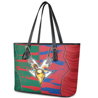 Mexico And Korean Football Leather Tote Bag Split Flag Golden Trophy Grunge