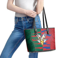 Mexico And Korean Football Leather Tote Bag Split Flag Golden Trophy Grunge