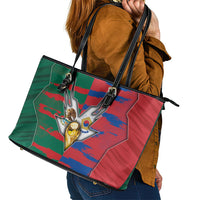 Mexico And Korean Football Leather Tote Bag Split Flag Golden Trophy Grunge