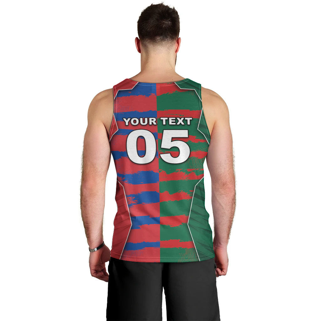 Custom Mexico And Korean Football Men Tank Top Split Flag Golden Trophy Grunge