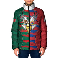 Custom Mexico And Korean Football Padded Jacket Split Flag Golden Trophy Grunge