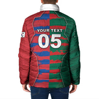 Custom Mexico And Korean Football Padded Jacket Split Flag Golden Trophy Grunge