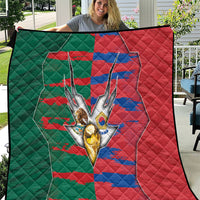 Mexico And Korean Football Quilt Split Flag Golden Trophy Grunge