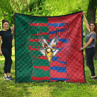 Mexico And Korean Football Quilt Split Flag Golden Trophy Grunge