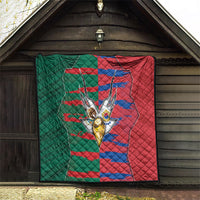Mexico And Korean Football Quilt Split Flag Golden Trophy Grunge