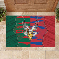 Mexico And Korean Football Rubber Doormat Split Flag Golden Trophy Grunge