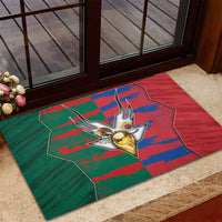 Mexico And Korean Football Rubber Doormat Split Flag Golden Trophy Grunge