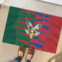 Mexico And Korean Football Rubber Doormat Split Flag Golden Trophy Grunge