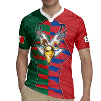 Custom Mexico And Korean Football Rugby Jersey Split Flag Golden Trophy Grunge