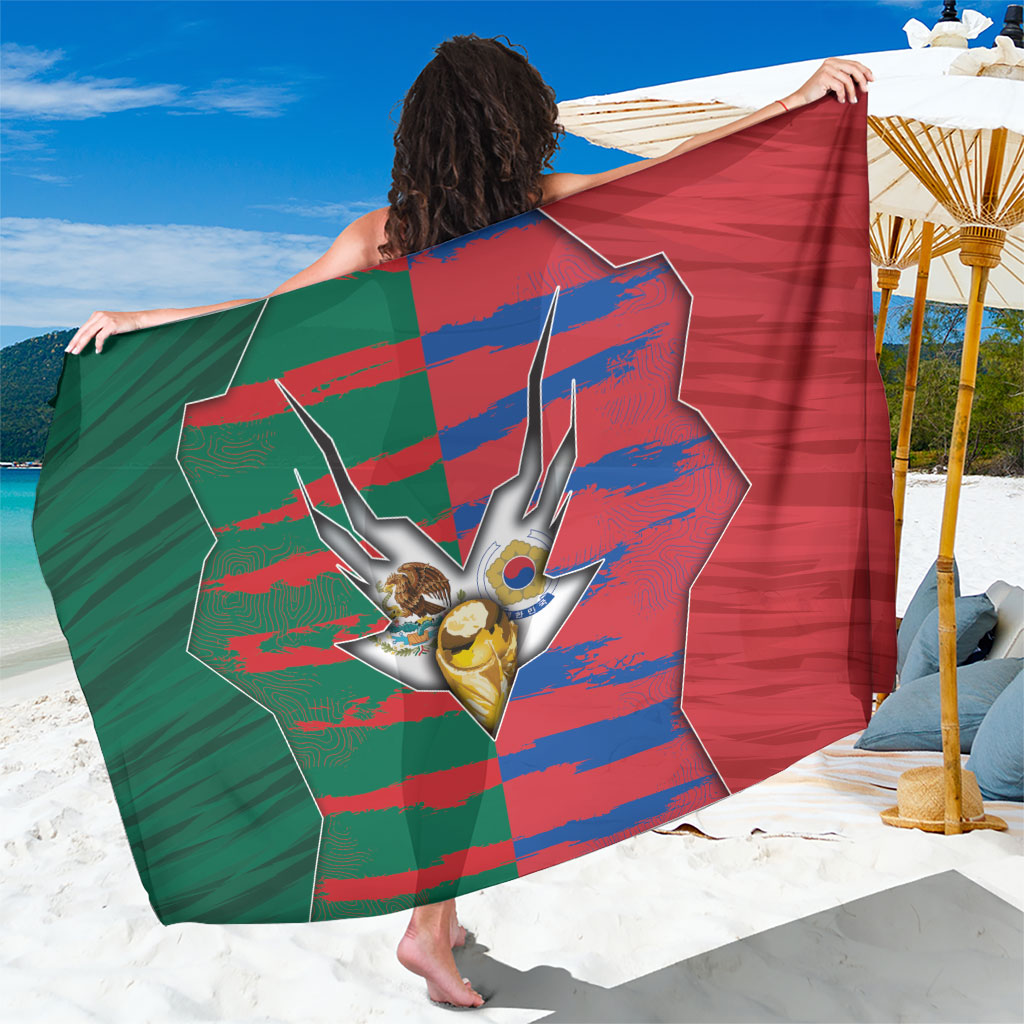 Mexico And Korean Football Sarong Split Flag Golden Trophy Grunge
