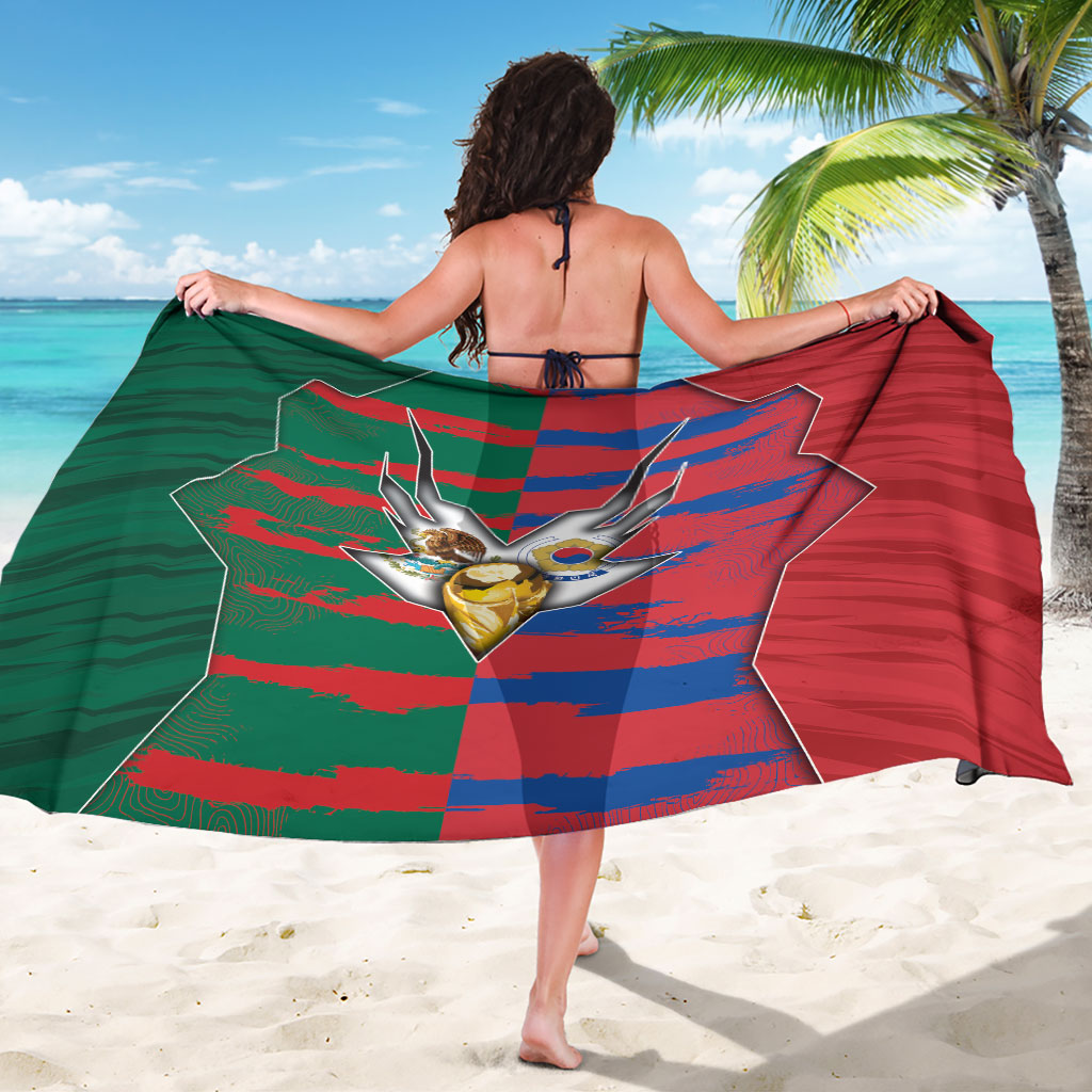 Mexico And Korean Football Sarong Split Flag Golden Trophy Grunge