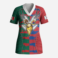Custom Mexico And Korean Football Scrub Top Split Flag Golden Trophy Grunge