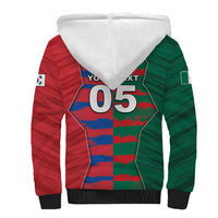 Custom Mexico And Korean Football Sherpa Hoodie Split Flag Golden Trophy Grunge