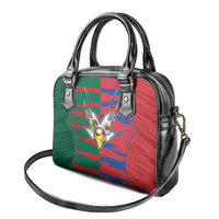 Mexico And Korean Football Shoulder Handbag Split Flag Golden Trophy Grunge
