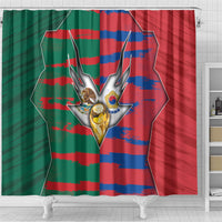 Mexico And Korean Football Shower Curtain Split Flag Golden Trophy Grunge