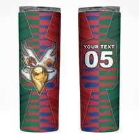 Custom Mexico And Korean Football Skinny Tumbler Split Flag Golden Trophy Grunge