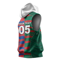 Custom Mexico And Korean Football Sleeveless Hoodie Split Flag Golden Trophy Grunge
